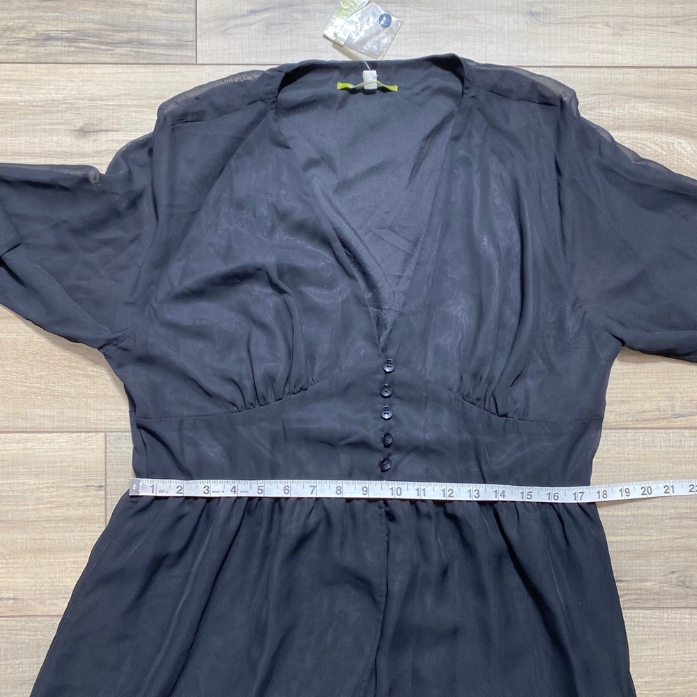 Gianni Bini Womens Open Front Kara Dress Size XL‎ Black Semi-Sheer Lined - Picture 3 of 13
